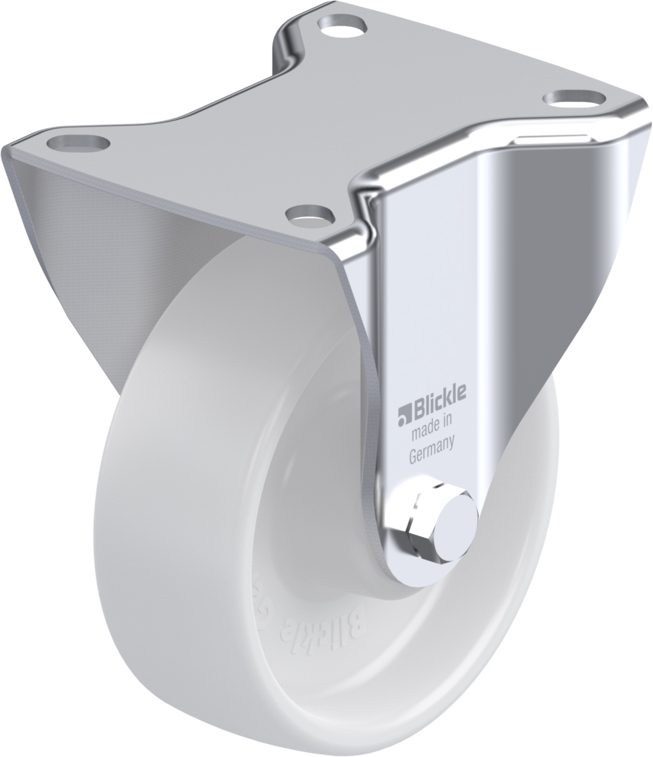 Roulette fixe B-PO à platine Protège-pied Roulement à rouleaux Inox sans frein Blickle