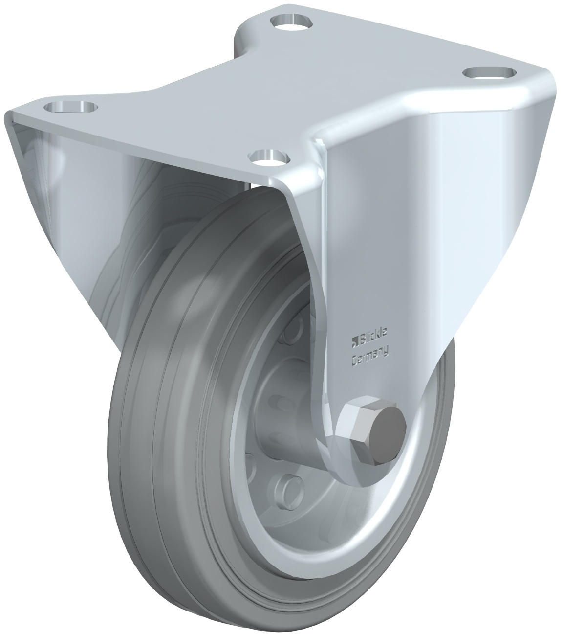 Roulette fixe B-VE à platine Non tachant gris Roulement à rouleaux sans frein Blickle