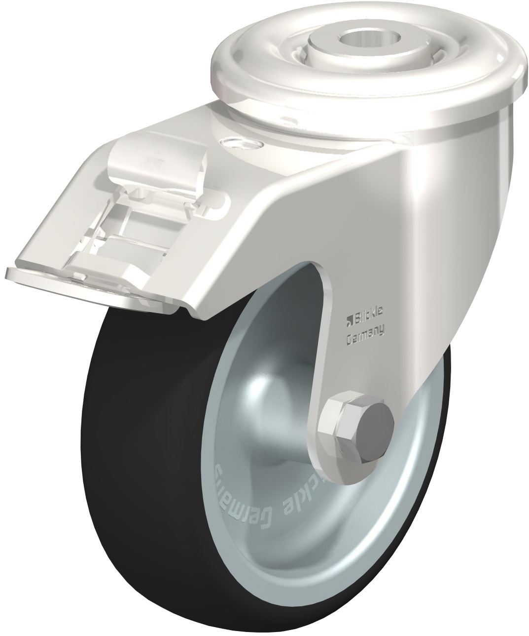 Roulette pivotante LEXR-PATH à trou central Moyeu lisse avec frein Stop-fix Blickle