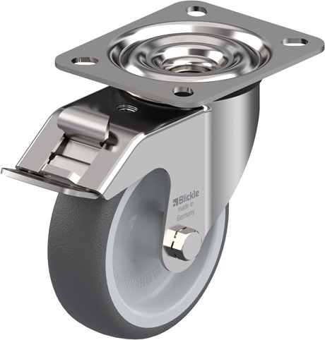  Roulette pivotante LEX-PATH à platine Moyeu lisse avec frein Stop-fix 