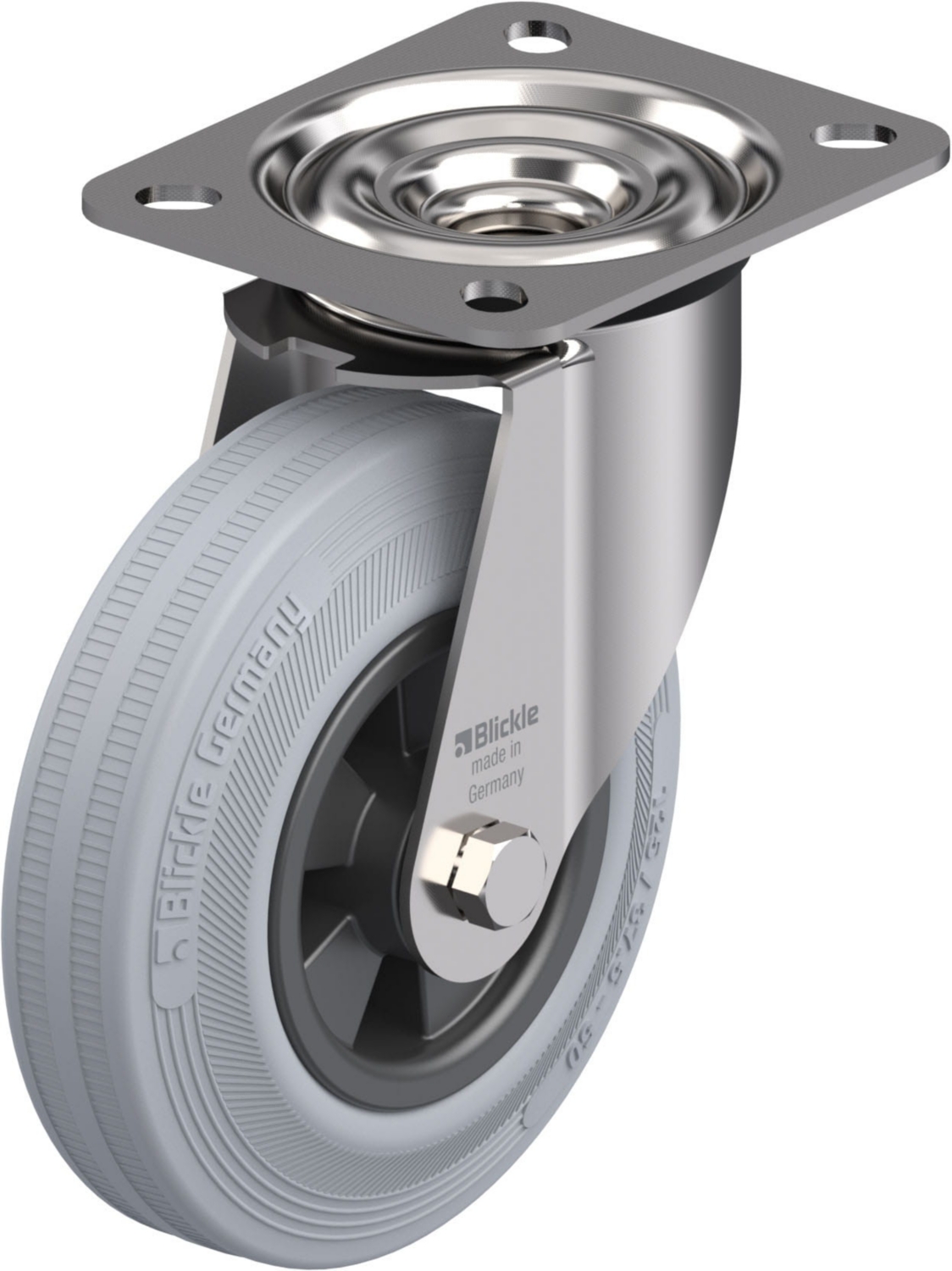 Roulette pivotante LEX-VPP à platine Non tachant gris Roulement à rouleaux Inox sans frein Blickle