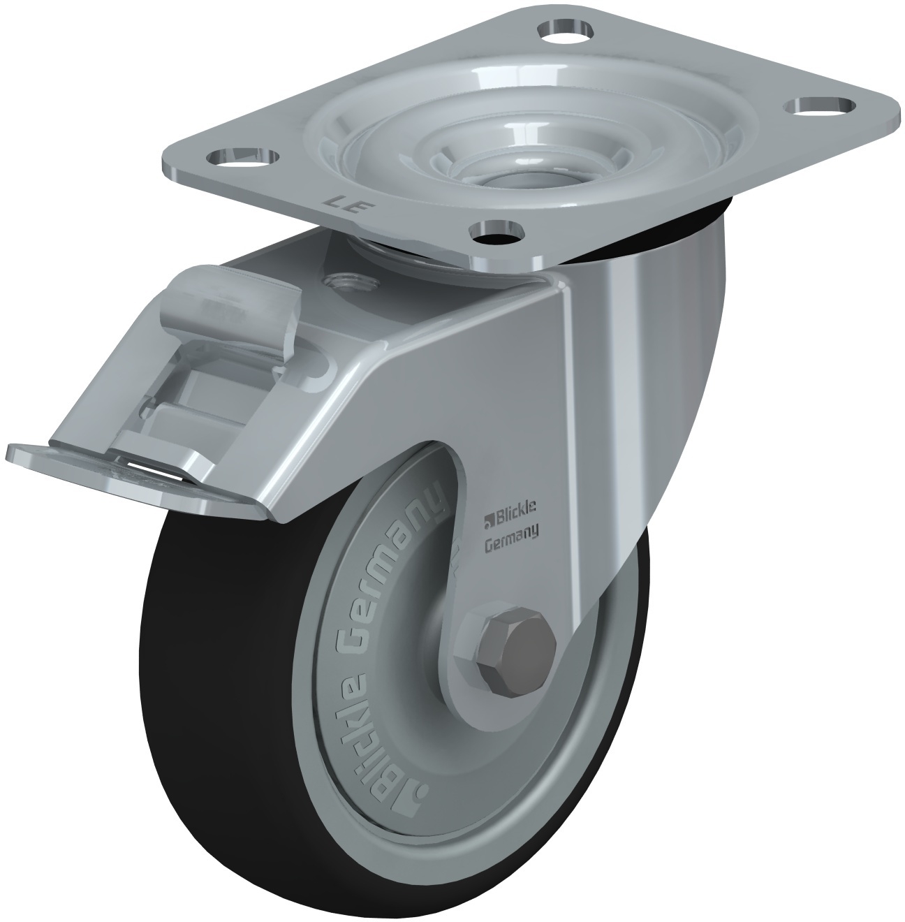  Roulette pivotante LE-PATH à platine Electro-conductrice à billes avec frein Stop-fix 