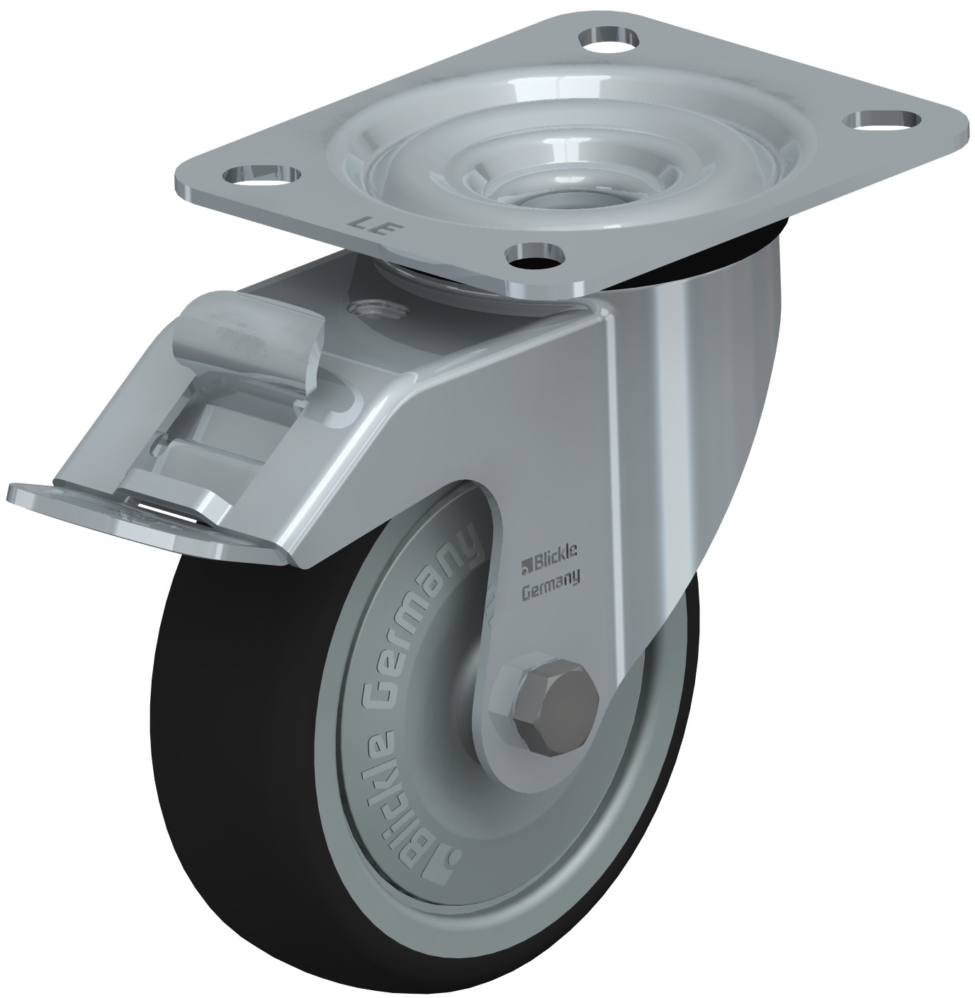 Roulette pivotante LE-PATH à platine Roulement à billes avec frein Stop-fix Blickle