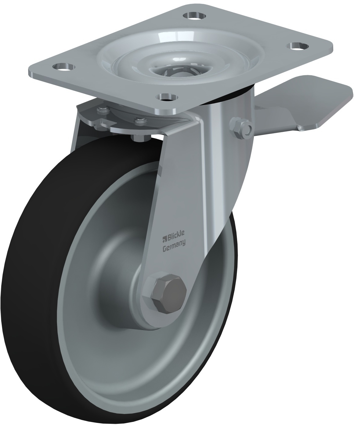 Roulette pivotante LE-PATH à platine Roulement à rouleaux avec frein Stop-top Blickle