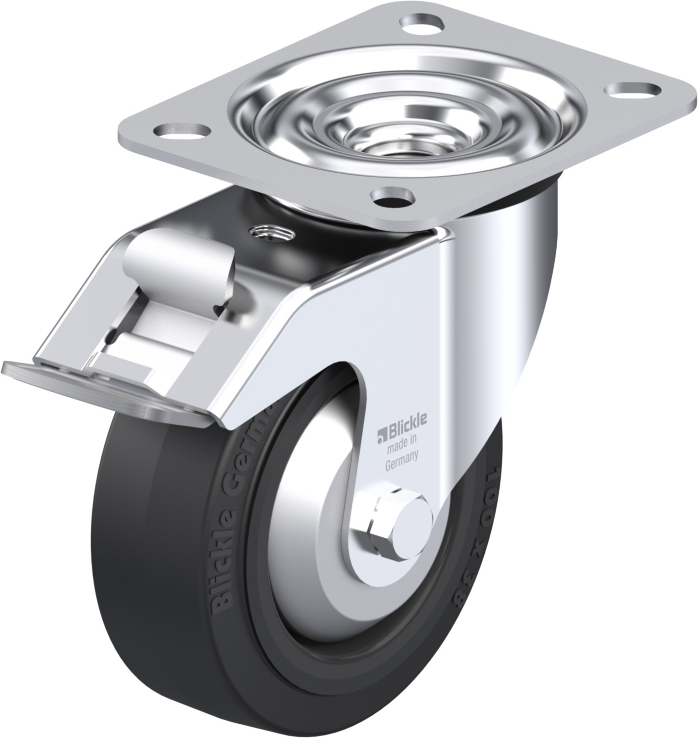 Roulette pivotante LE-POEV à platine Pare-fils à billes avec frein Stop-fix Blickle