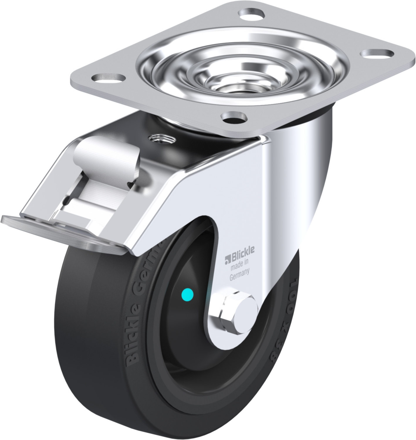 Roulette pivotante LE-POEV à platine à billes avec frein Stop-fix Blickle