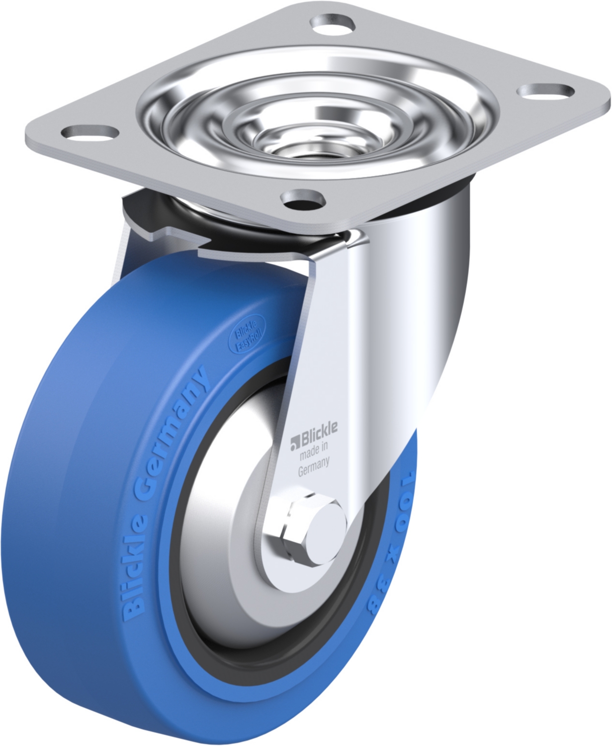  Roulette pivotante LE-POEV à platine Pare-fils Non tachant bleu à billes sans frein 