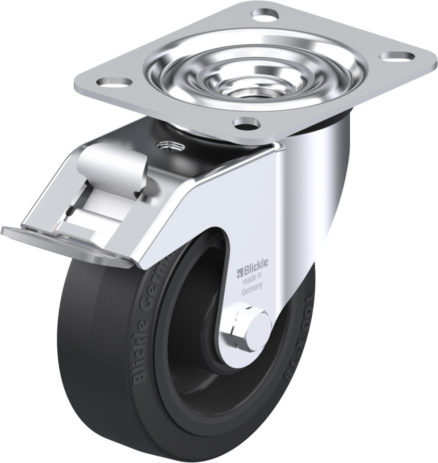 Roulette pivotante LE-POEV à platine à rouleaux avec frein Stop-fix Blickle