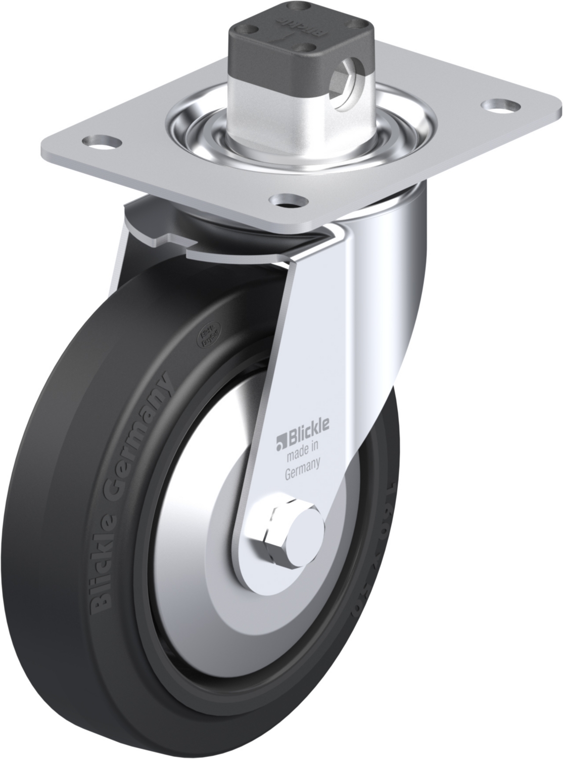 Roulette pivotante LE-POEV à platine Pare-fils à rouleaux Inox avec frein Central-stop Blickle