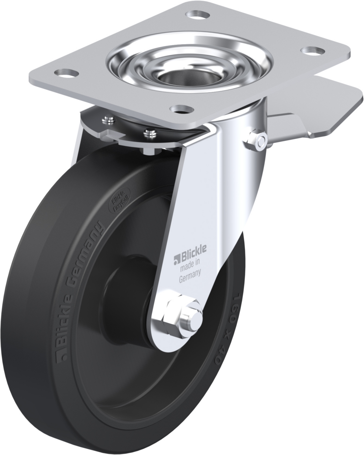 Roulette pivotante LE-POEV à platine à rouleaux avec frein Stop-top Blickle
