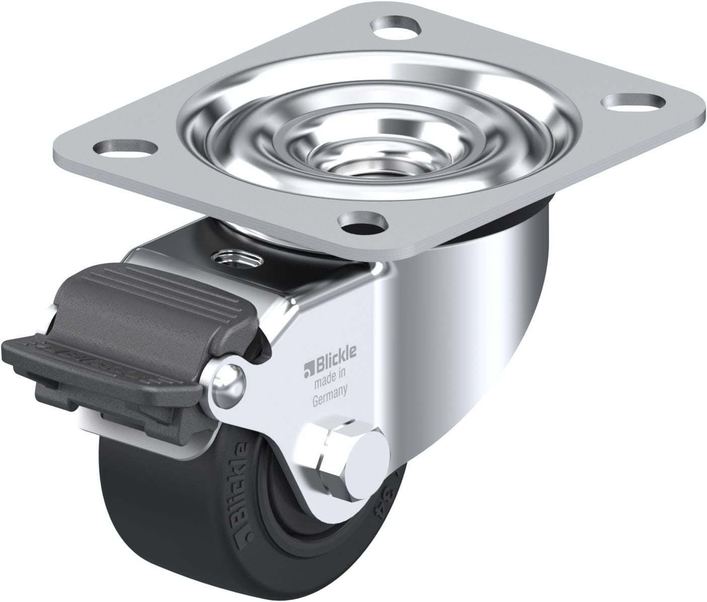 Roulette pivotante LE-POEV à platine Roulement à billes avec frein Radstop Blickle