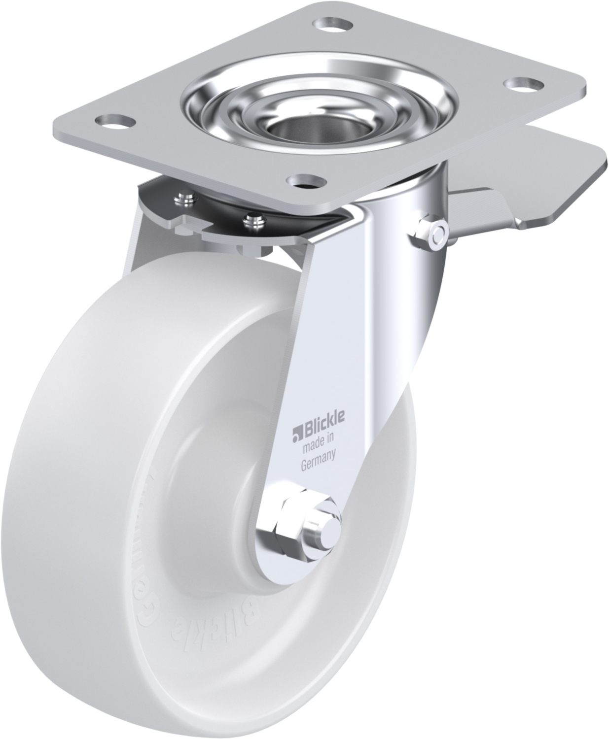 Roulette pivotante LE-PO à platine Roulement à rouleaux avec frein Stop-top Blickle