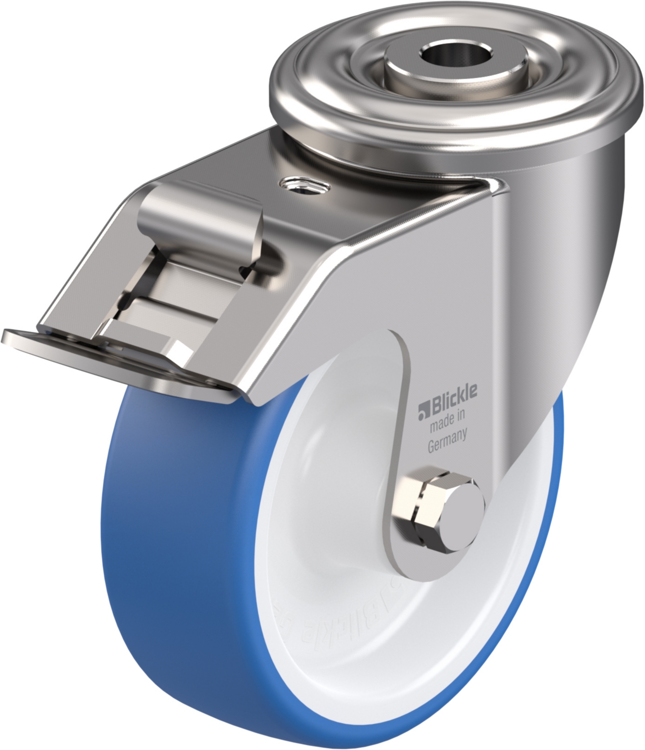 Roulette pivotante LEXR-POTHS à trou central Moyeu lisse avec frein Stop-fix Blickle