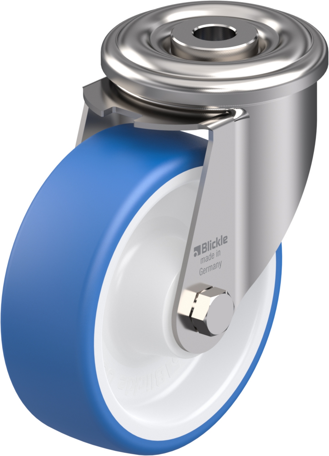  Roulette pivotante LEXR-POTHS à trou central Roulement à rouleaux Inox sans frein 