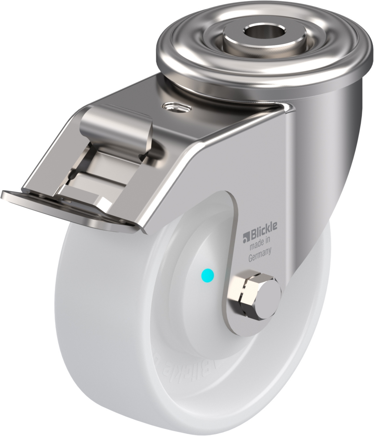 Roulette pivotante LEXR-PO à trou central Pare-fils étanche à billes avec frein Stop-fix Blickle