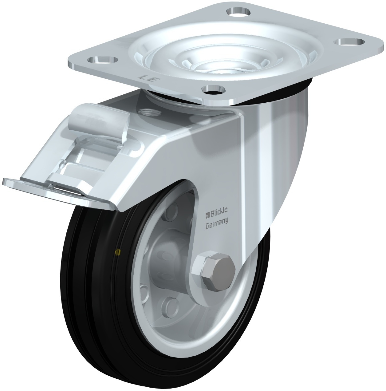 Roulette pivotante LE-VE à platine Electro-conductrice à rouleaux avec frein Stop-fix Blickle