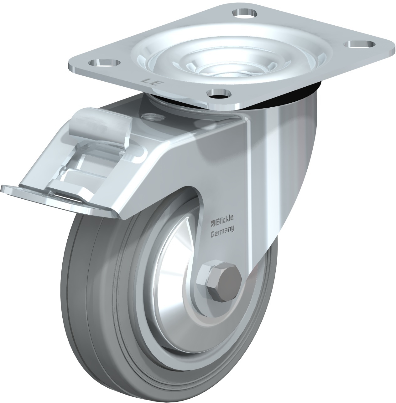 Roulette pivotante LE-VE à platine Pare-fils non tachant gris à rouleaux frein Stop-fix Blickle