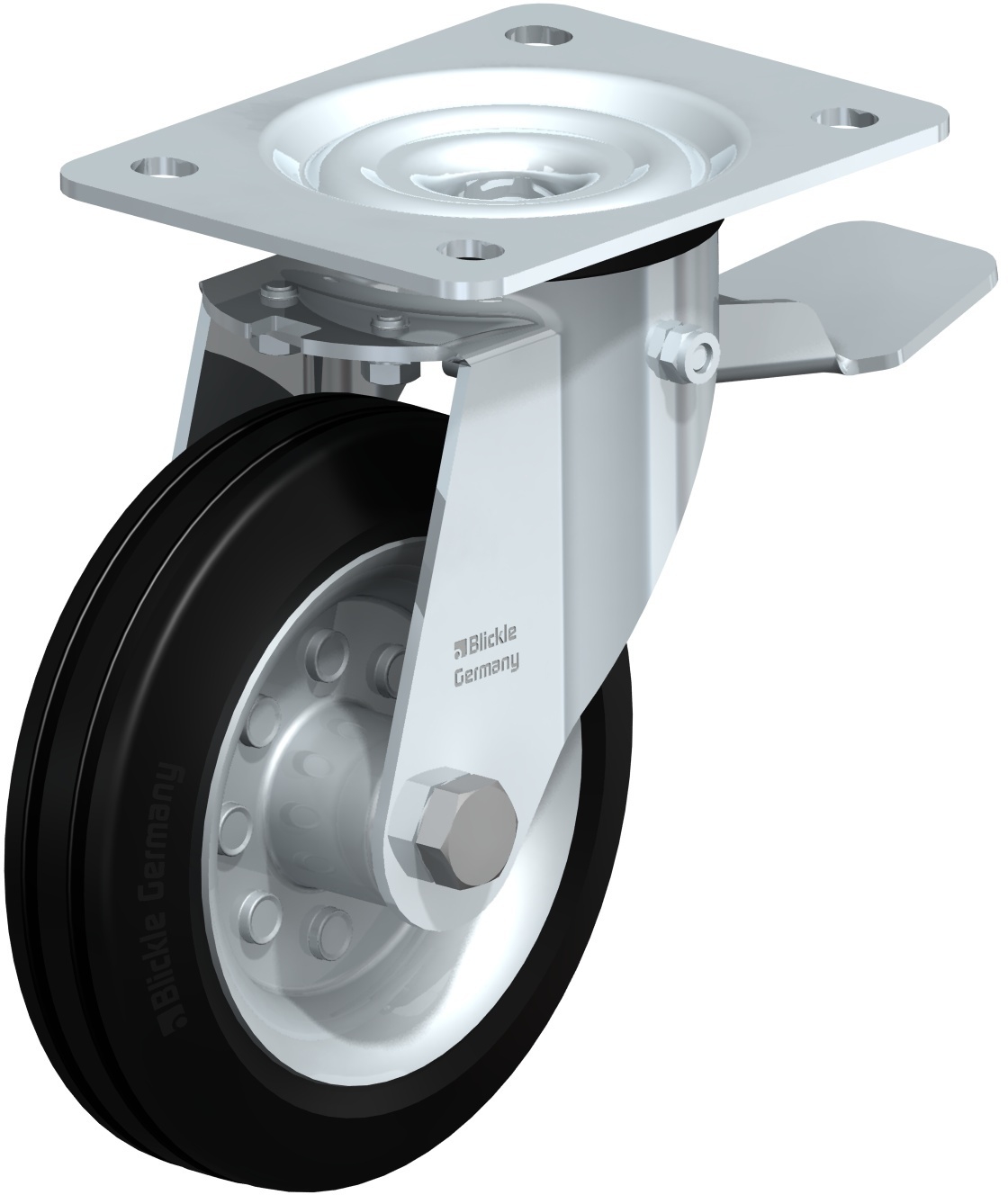Roulette pivotante LE-VE à platine à rouleaux avec frein Stop-top Blickle