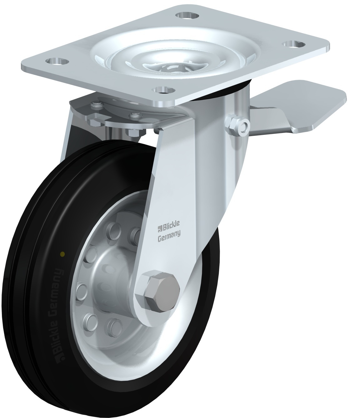 Roulette pivotante LE-VE à platine Electro-conductrice à rouleaux avec frein Stop-top Blickle