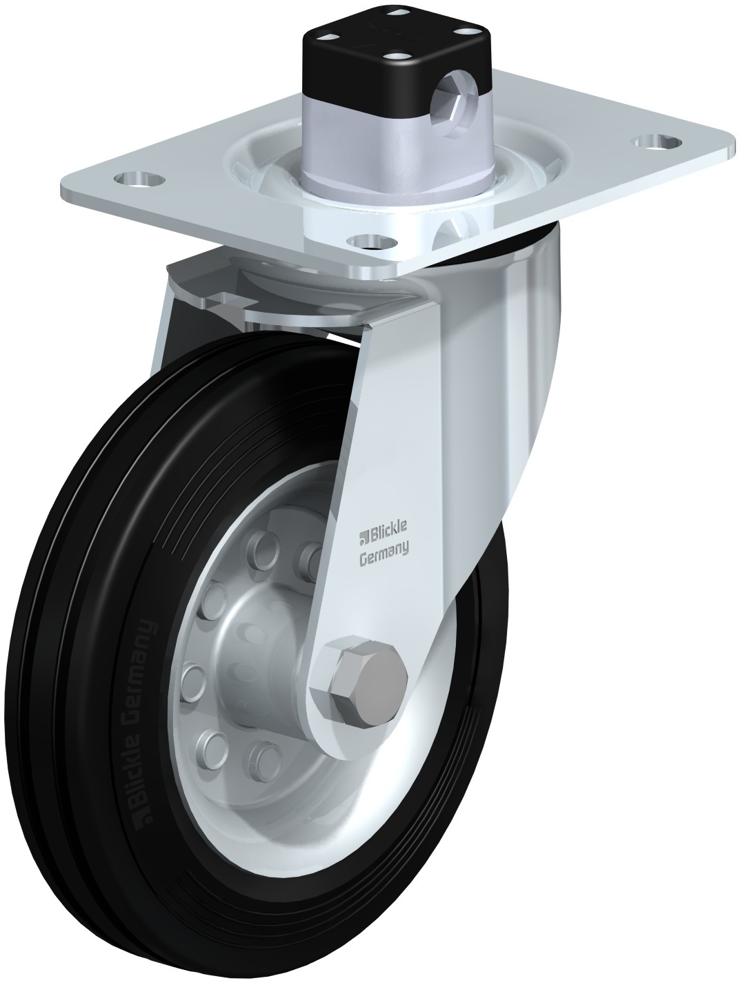 Roulette pivotante LE-VE à platine à rouleaux avec frein Central-stop Blickle