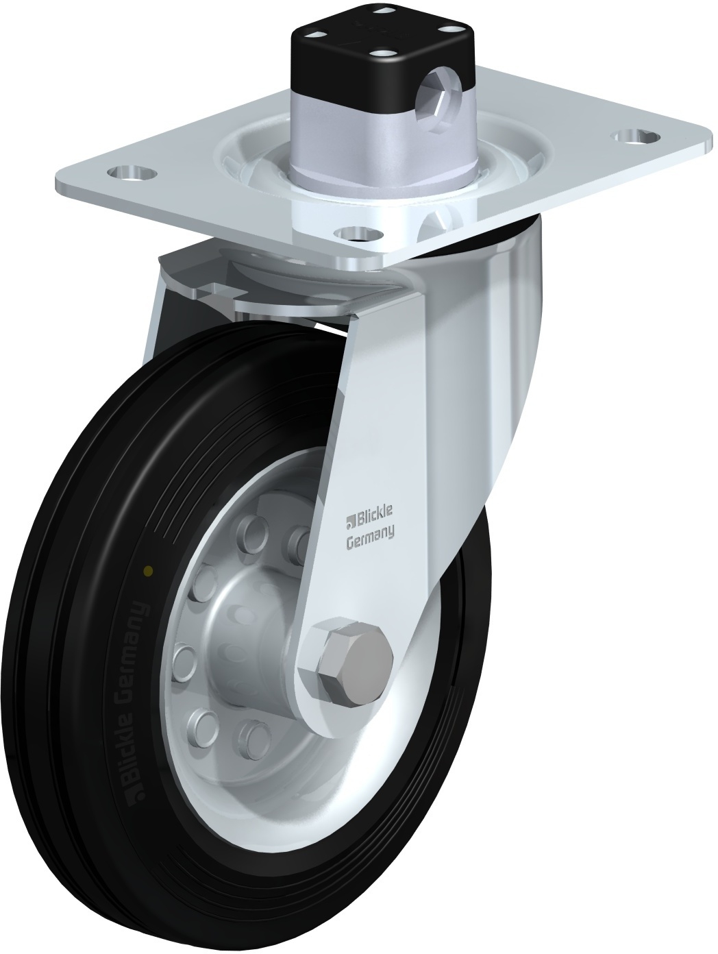 Roulette pivotante LE-VE à platine Electro-conductrice à rouleaux avec frein Central-stop Blickle