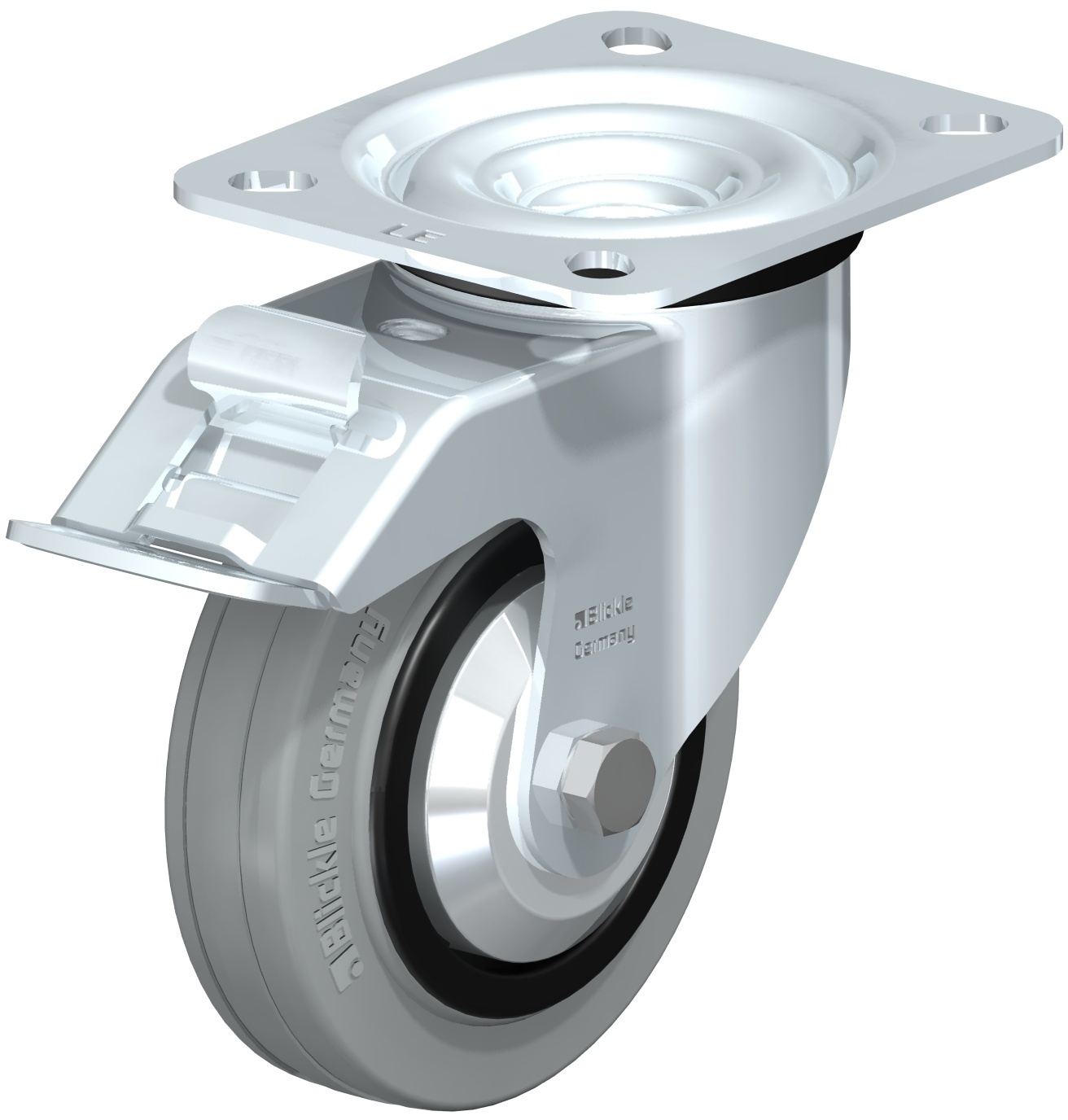  Roulette pivotante LE-VPP à platine Pare-fils non tachant gris Moyeu lisse frein Stop-fix 
