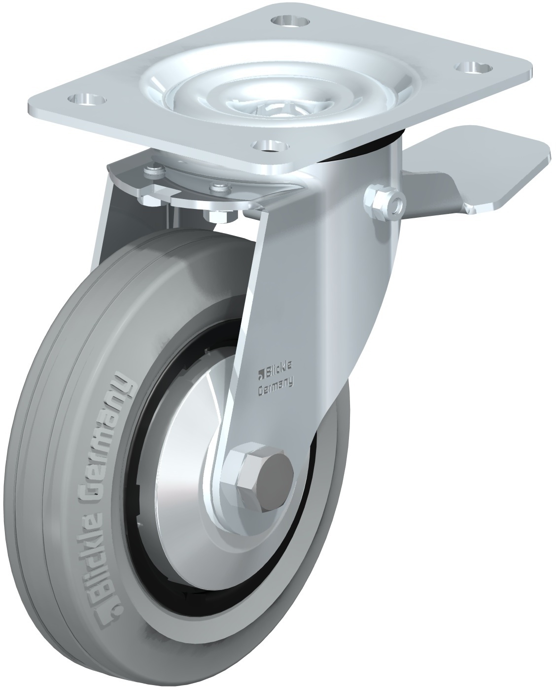 Roulette pivotante LE-VPP à platine Pare-fils non tachant gris Moyeu lisse frein Stop-top Blickle
