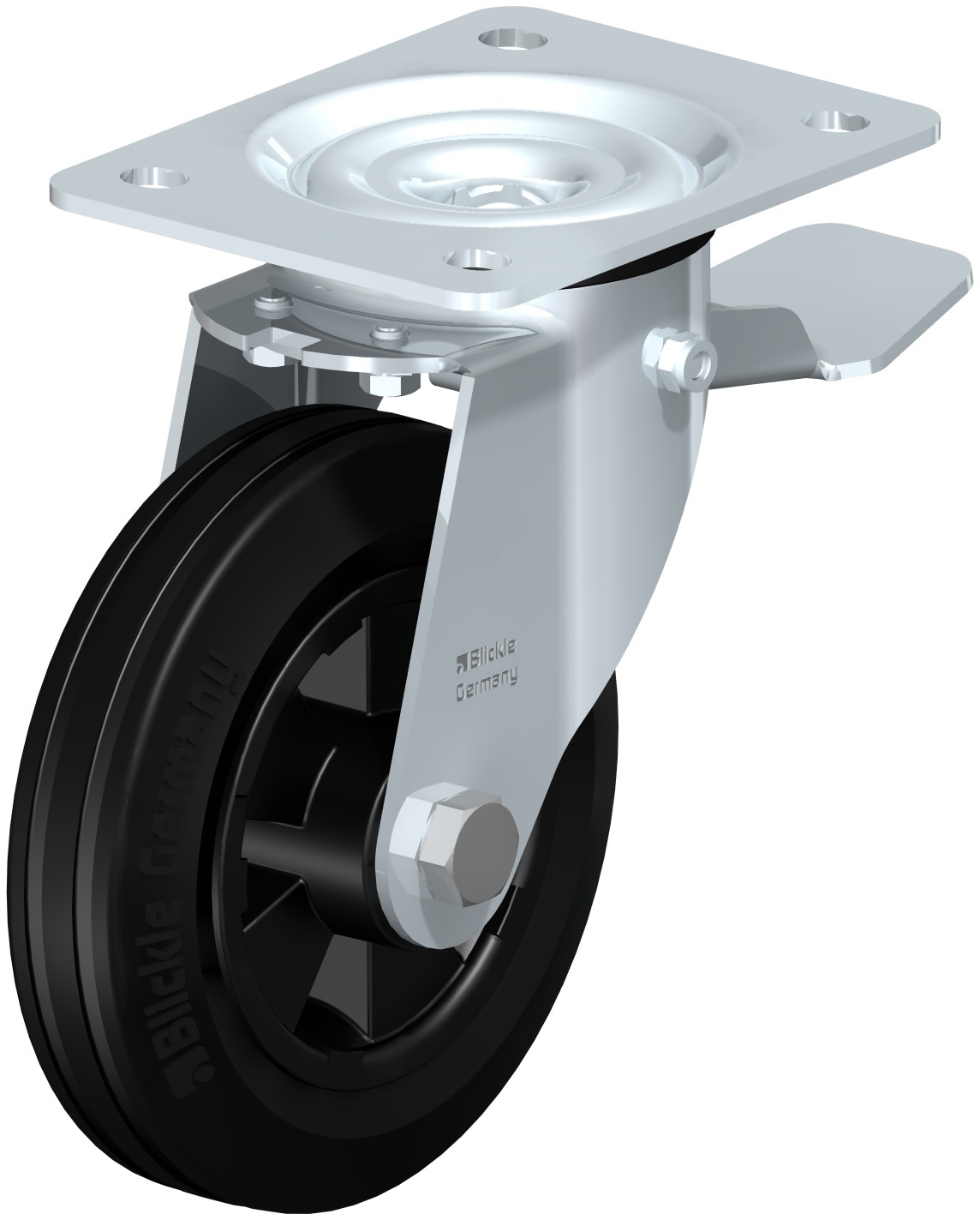 Roulette pivotante LE-VPP à platine à rouleaux avec frein Stop-top Blickle