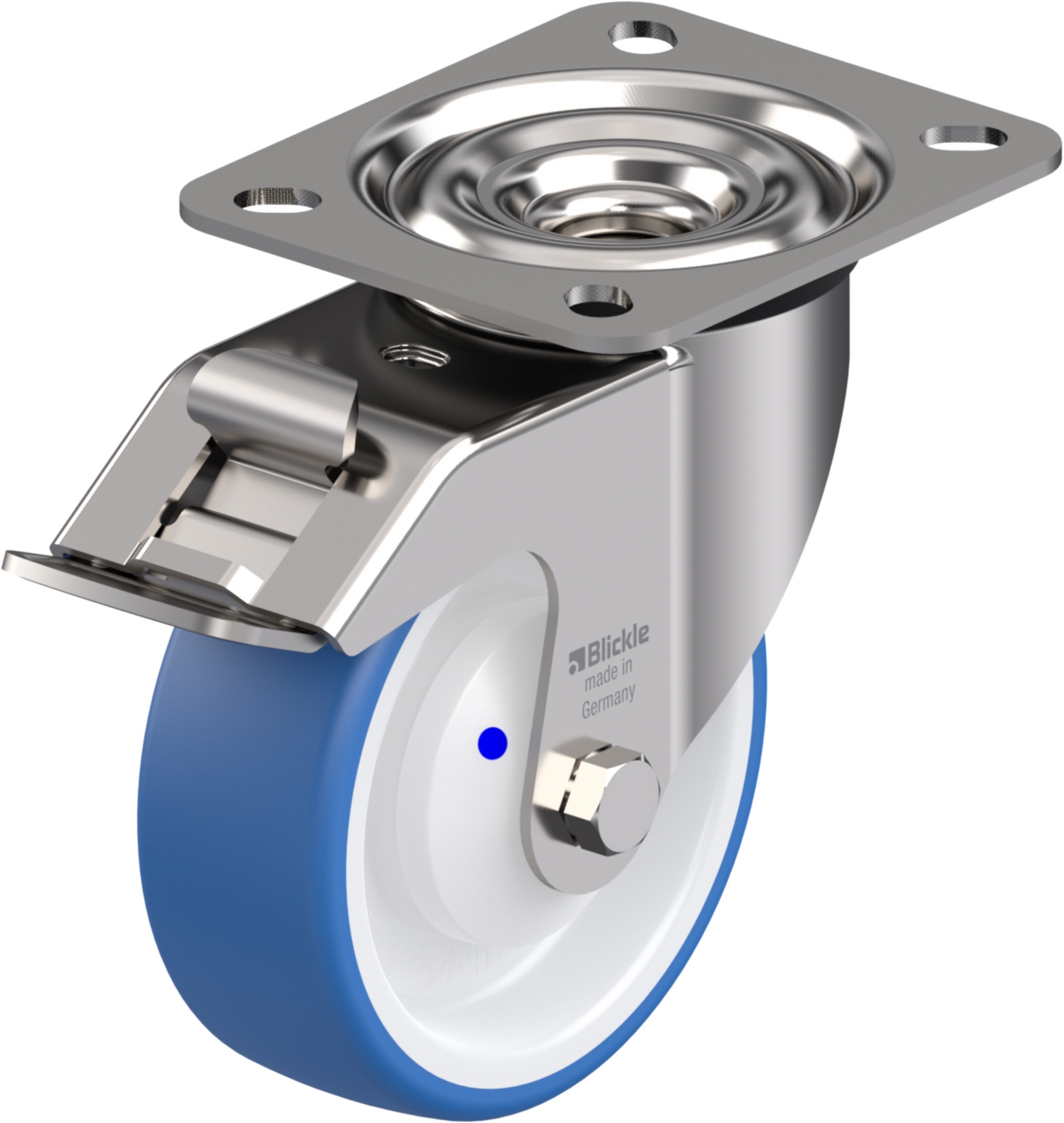 Roulette pivotante LEX-POTHS à platine Roulement à billes Inox avec frein Stop-fix Blickle
