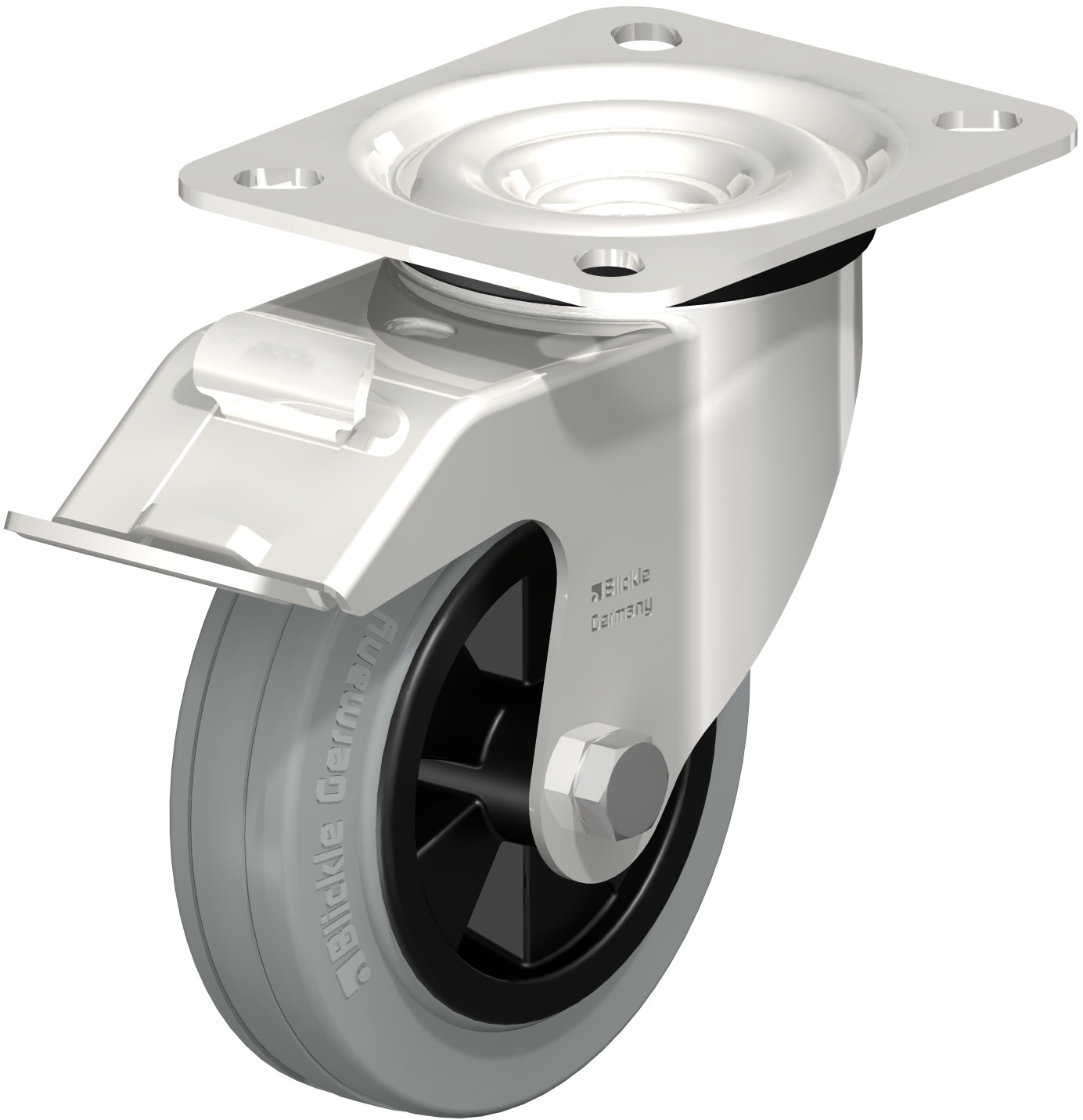  Roulette pivotante LEX-VPP à platine Non tachant gris Moyeu lisse avec frein Stop-fix 