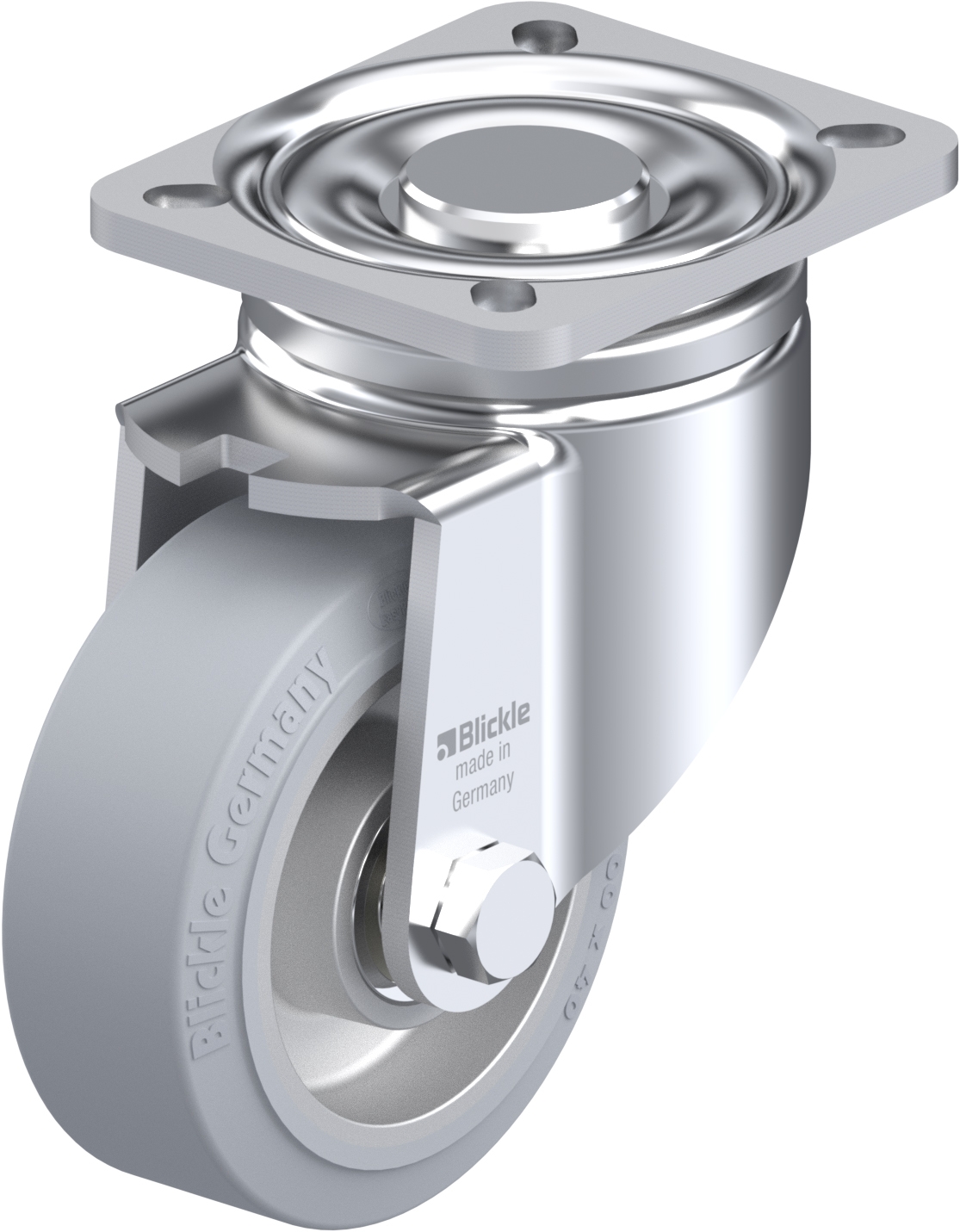  Roulette pivotante LH-ALEV à platine Non tachant gris Roulement à billes sans frein 