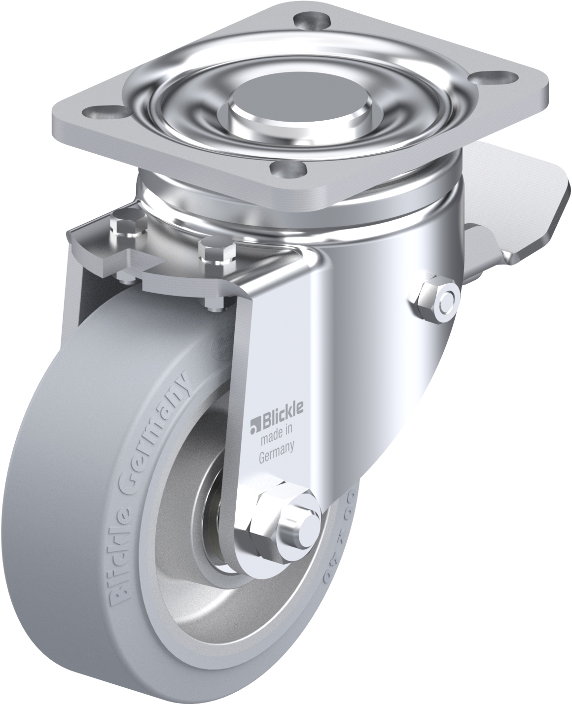 Roulette pivotante LH-ALEV à platine Protège-pied non tachant gris à billes frein Stop-top Blickle