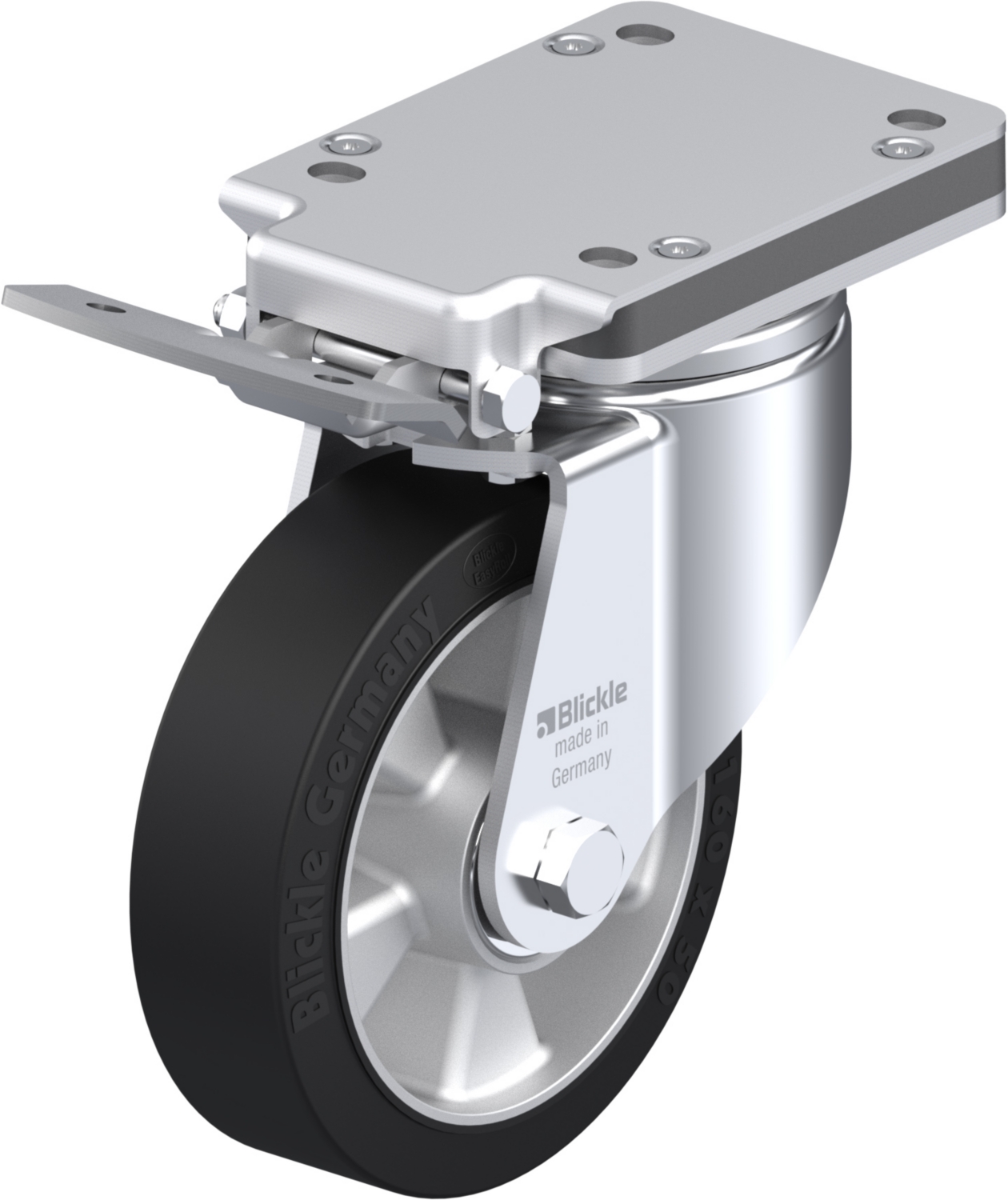 Roulette pivotante LH-ALEV à platine à billes avec frein Ideal-stop Blickle