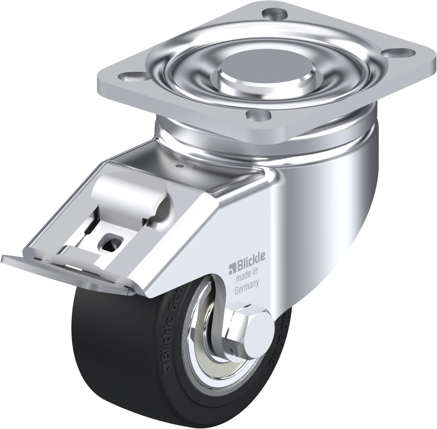 Roulette pivotante à blocage LHSE caoutchouc Ø 80 mm 200 kg Blickle