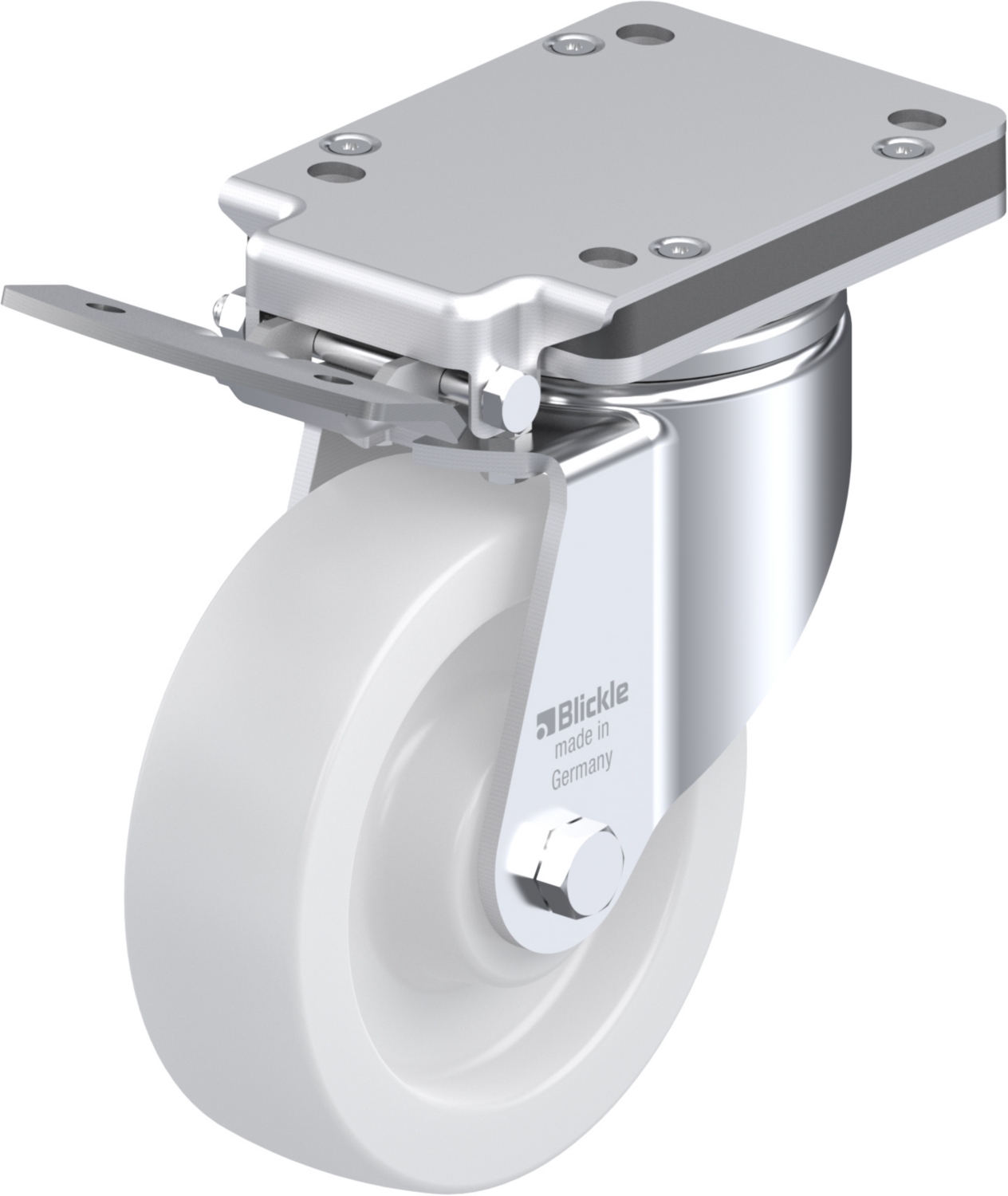 Roulette pivotante LH-SPO à platine Protège-pied Moyeu lisse avec frein Ideal-stop Blickle