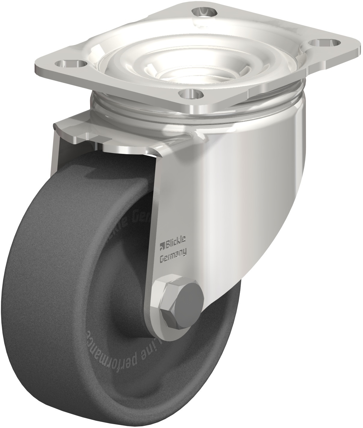  Roulette pivotante LIKX-POHI à platine Hautes températures Moyeu lisse sans frein 