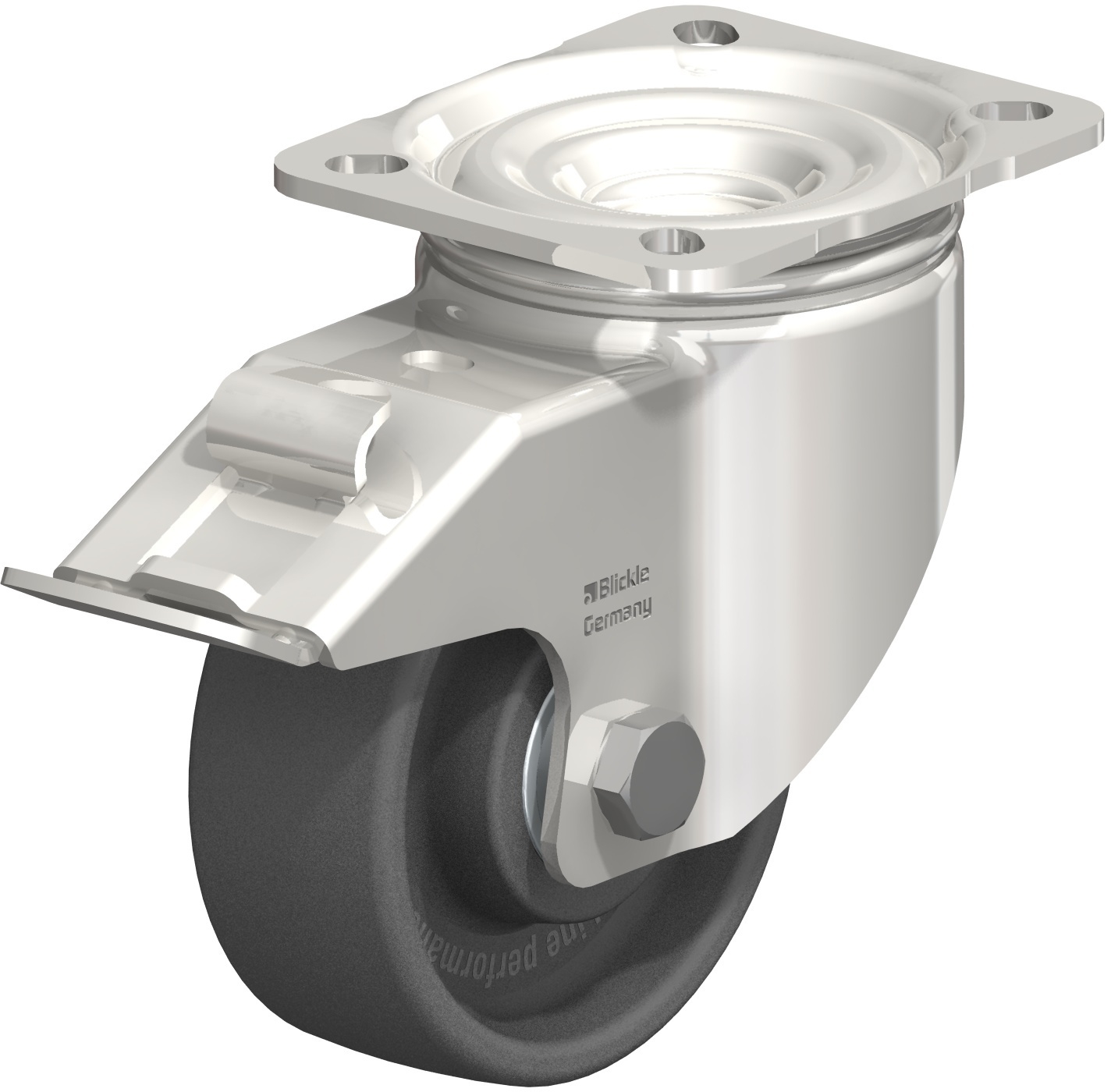 Roulette pivotante LIKX-POHI à platine Hautes températures à billes Inox Stop-fix Blickle