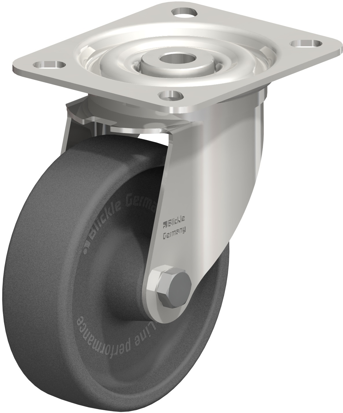  Roulette pivotante LIX-POHI à platine Hautes températures Moyeu lisse sans frein 