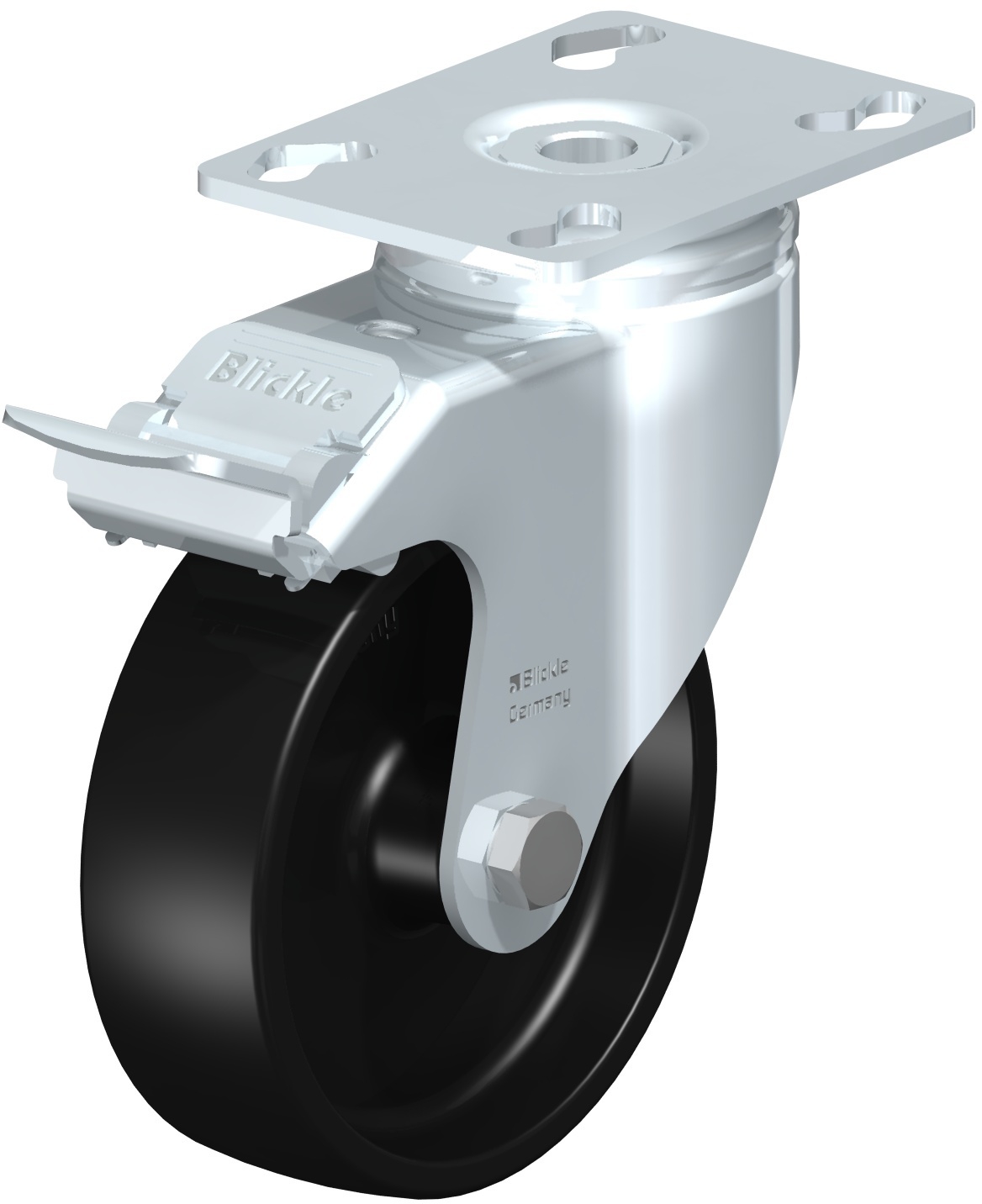 Roulette pivotante LKPA-POA à platine Moyeu lisse avec frein Stop-fix Blickle
