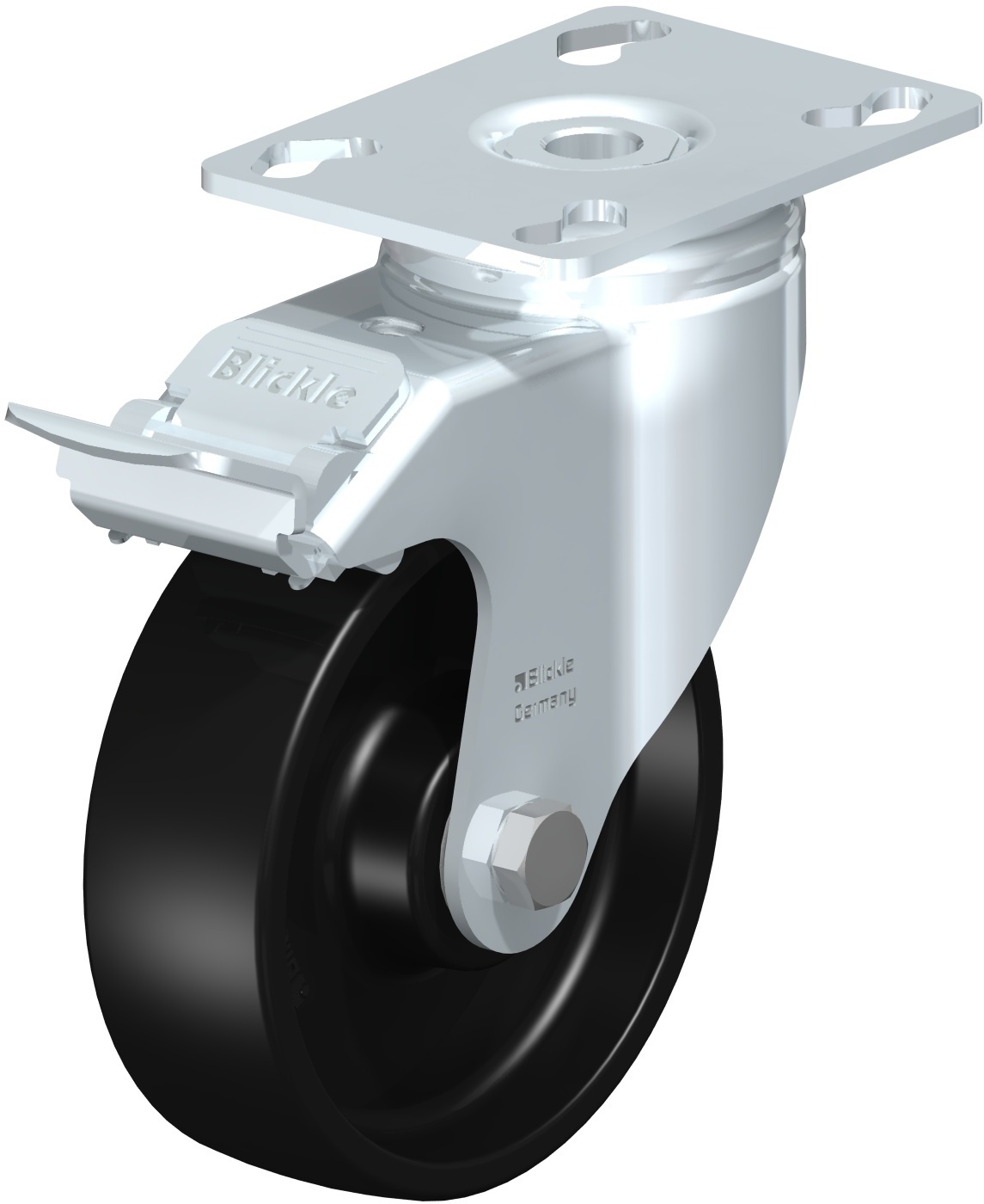 Roulette pivotante LKPA-POA à platine Roulement à billes avec frein Stop-fix Blickle