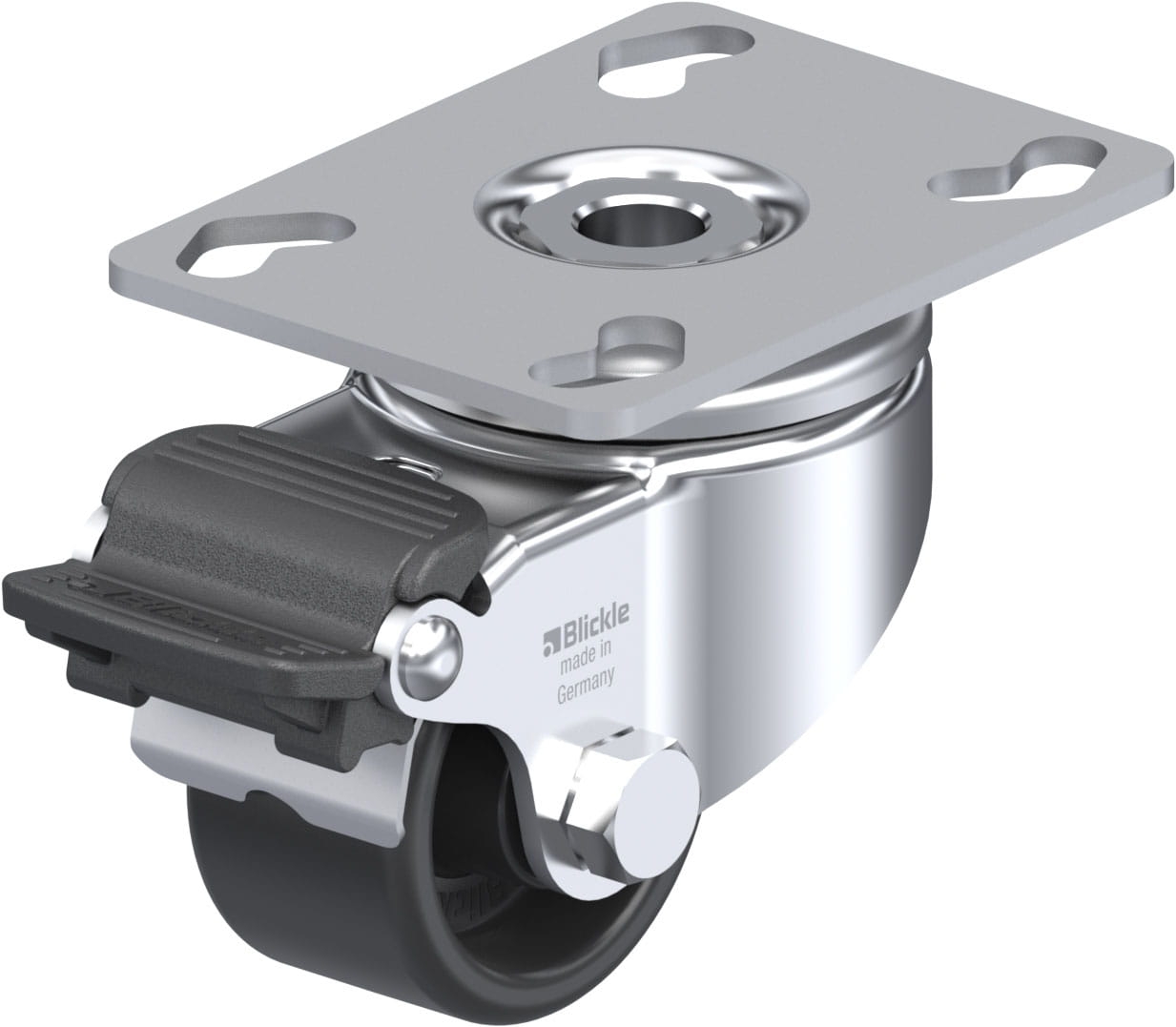 Roulette pivotante LKPA-POA à platine Moyeu lisse avec frein Radstop Blickle