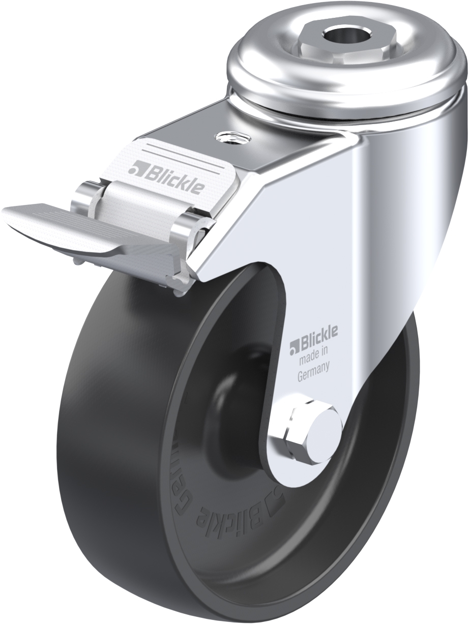 Roulette pivotante LKRA-POA à trou central Moyeu lisse avec frein Stop-fix Blickle