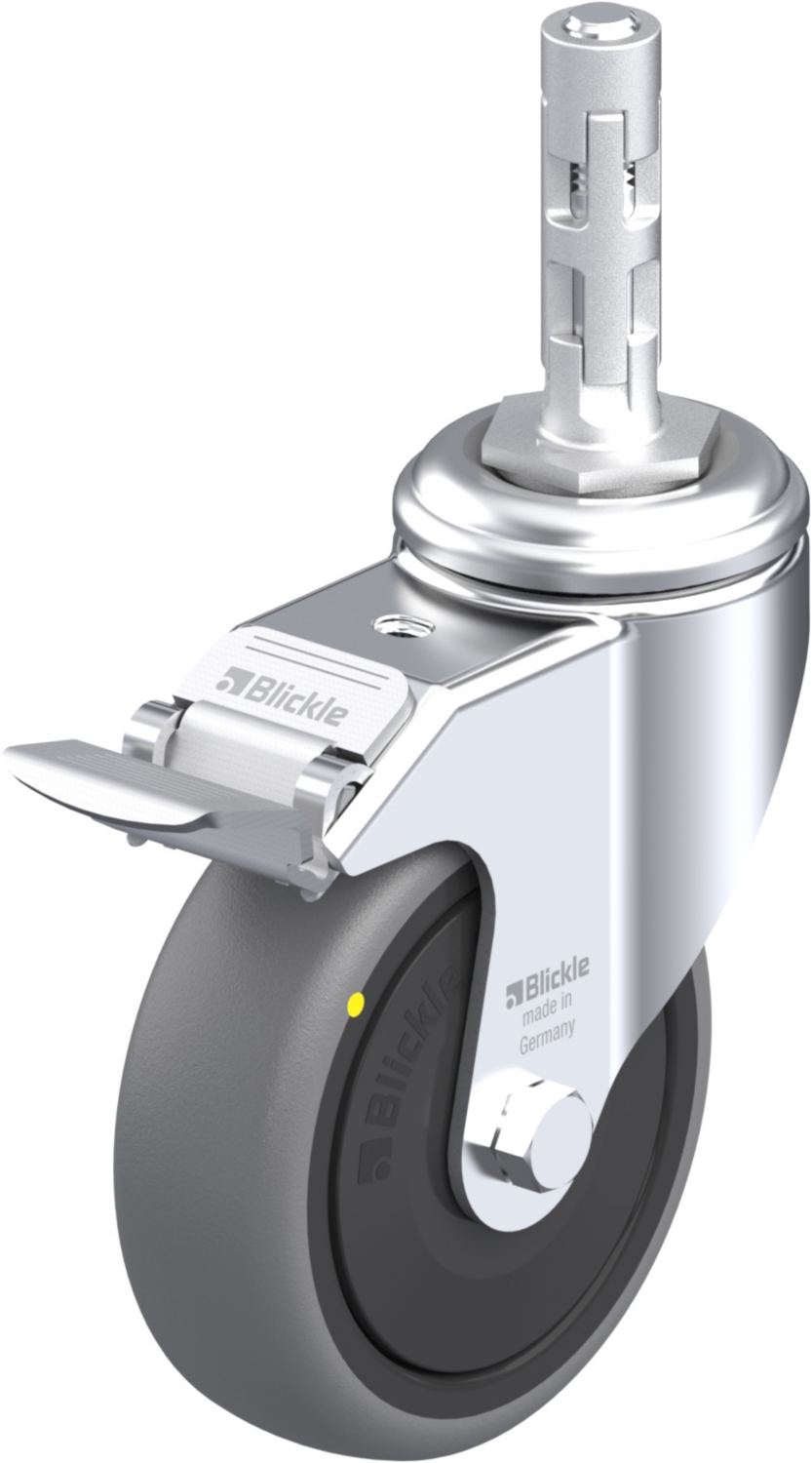 Roulette pivotante LKRA-TPA à tige Electro-conductrice à billes avec frein Stop-fix Blickle