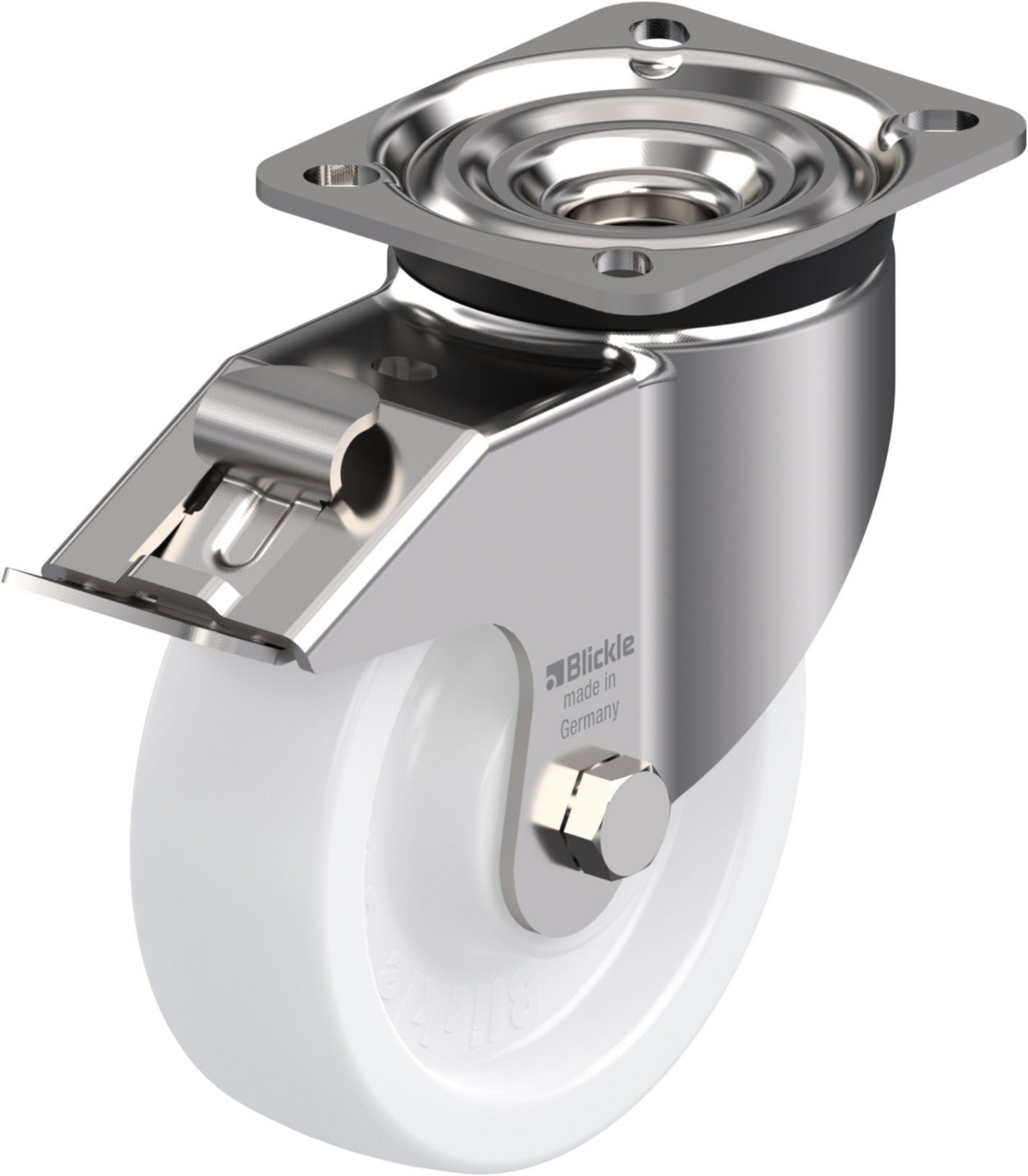 Roulette pivotante LKX-SPO à platine lisse Avec frein Stop-fix Blickle