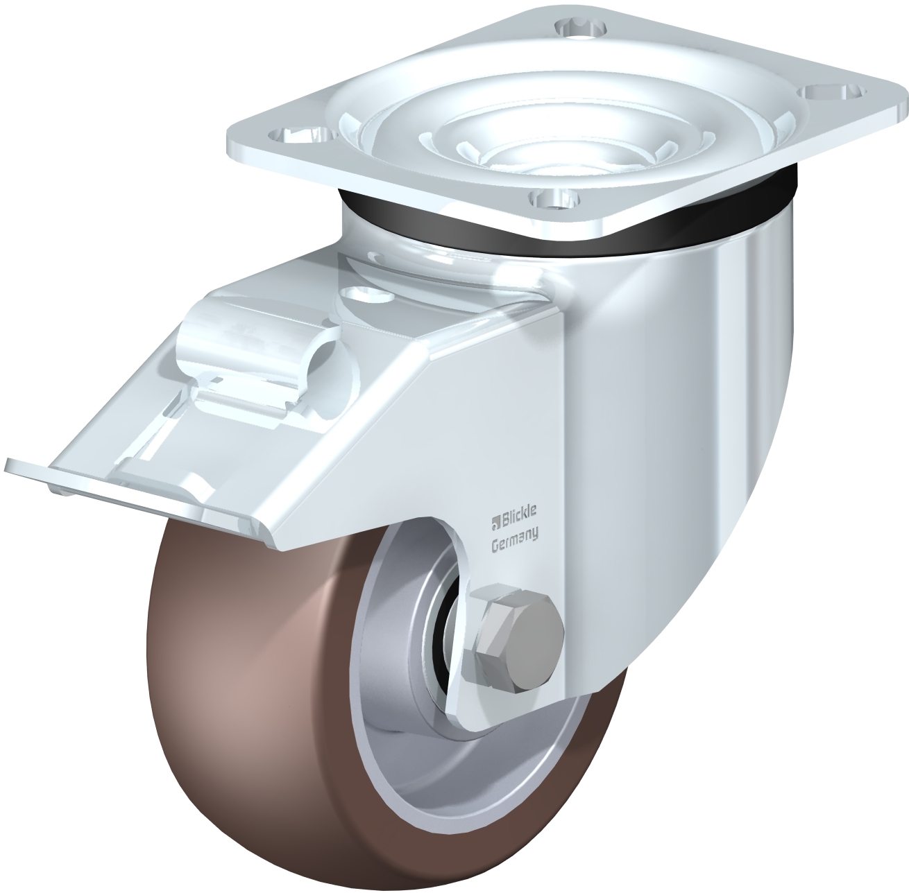 Roulette pivotante LK-ALB à platine Roulement à billes avec frein Stop-fix Blickle