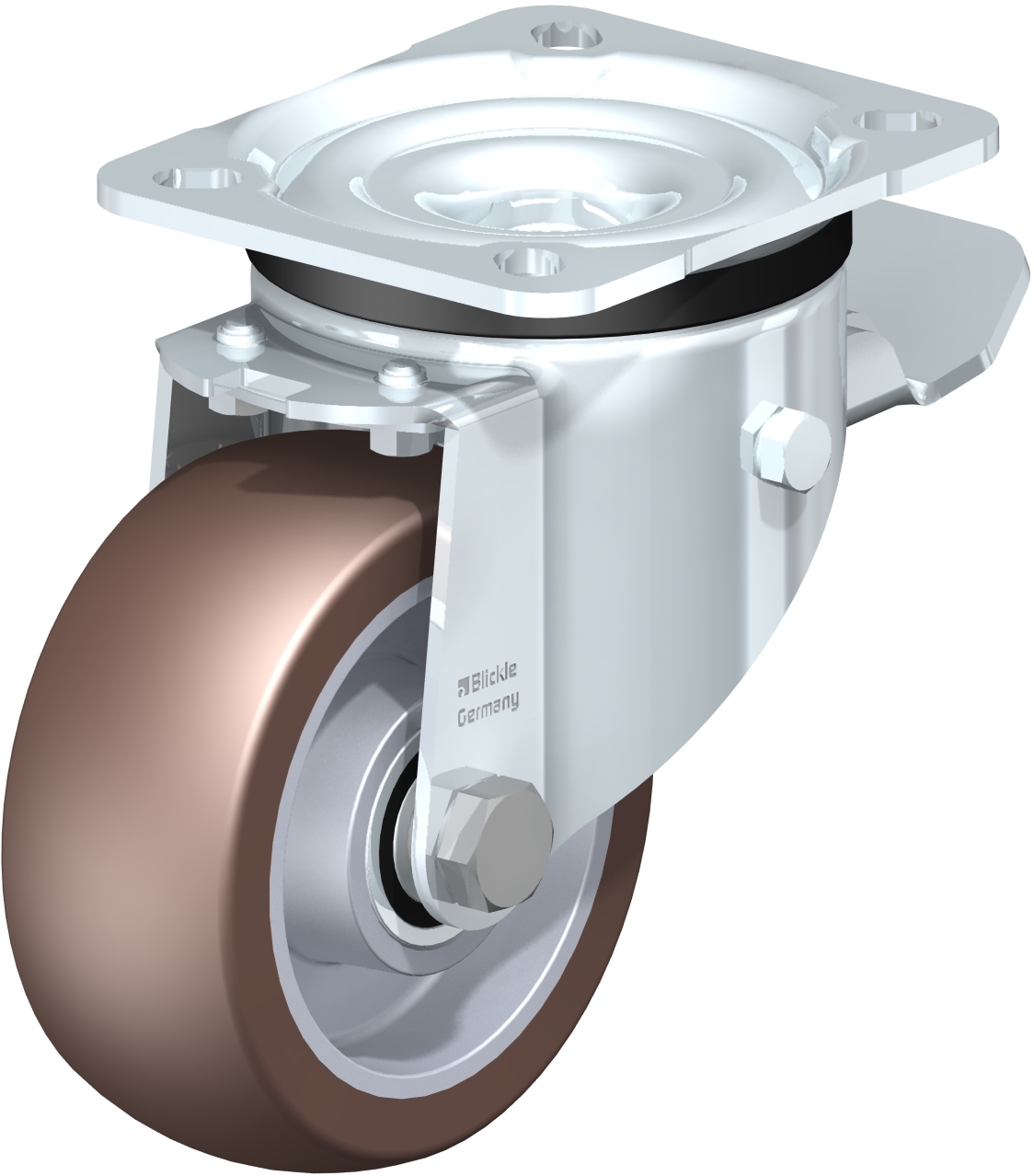 Roulette pivotante LK-ALB à platine Roulement à billes avec frein Stop-top Blickle