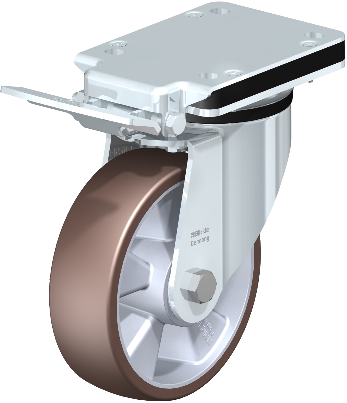 Roulette pivotante LK-ALB à platine Roulement à billes avec frein Ideal-stop Blickle