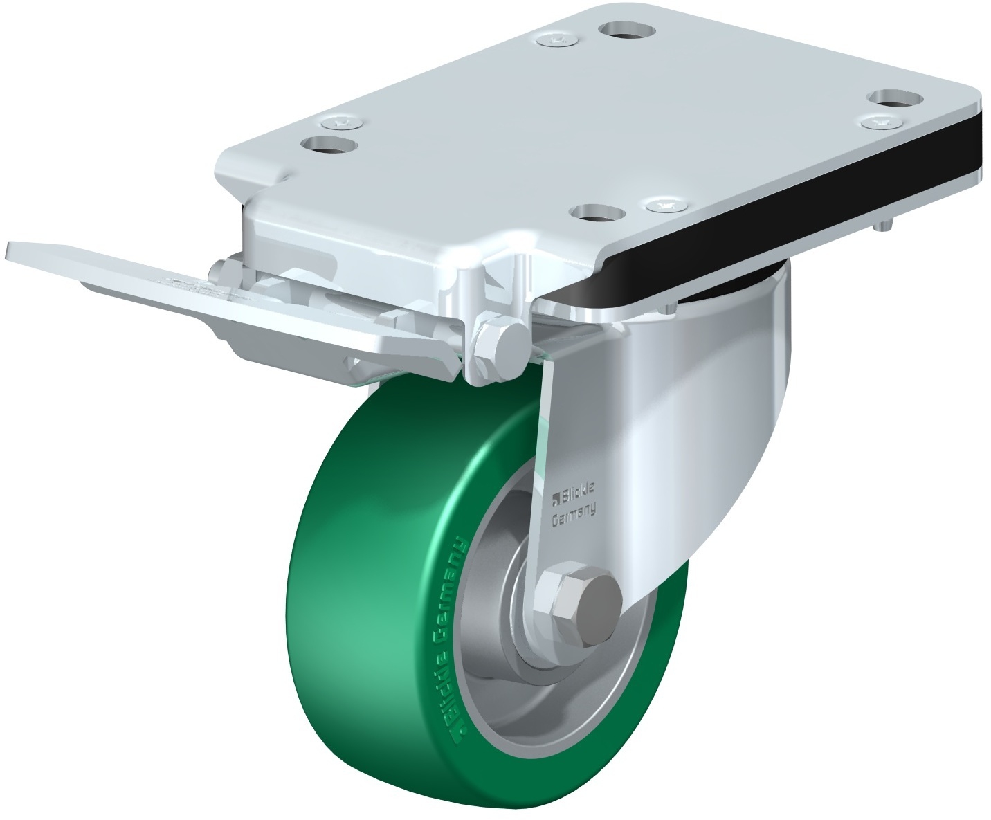 Roulette pivotante LK-ALST à platine Roulement à billes avec frein Ideal-stop Blickle