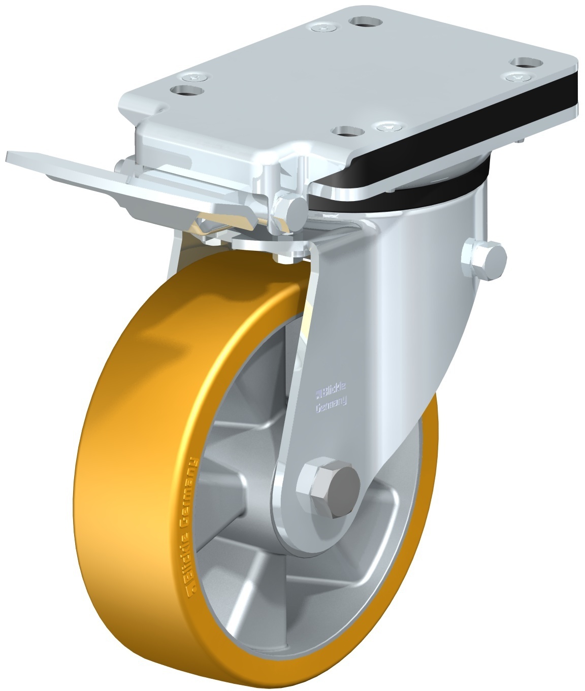 Roulette pivotante LK-ALTH à platine Roulement à billes avec frein Ideal-stop Blickle