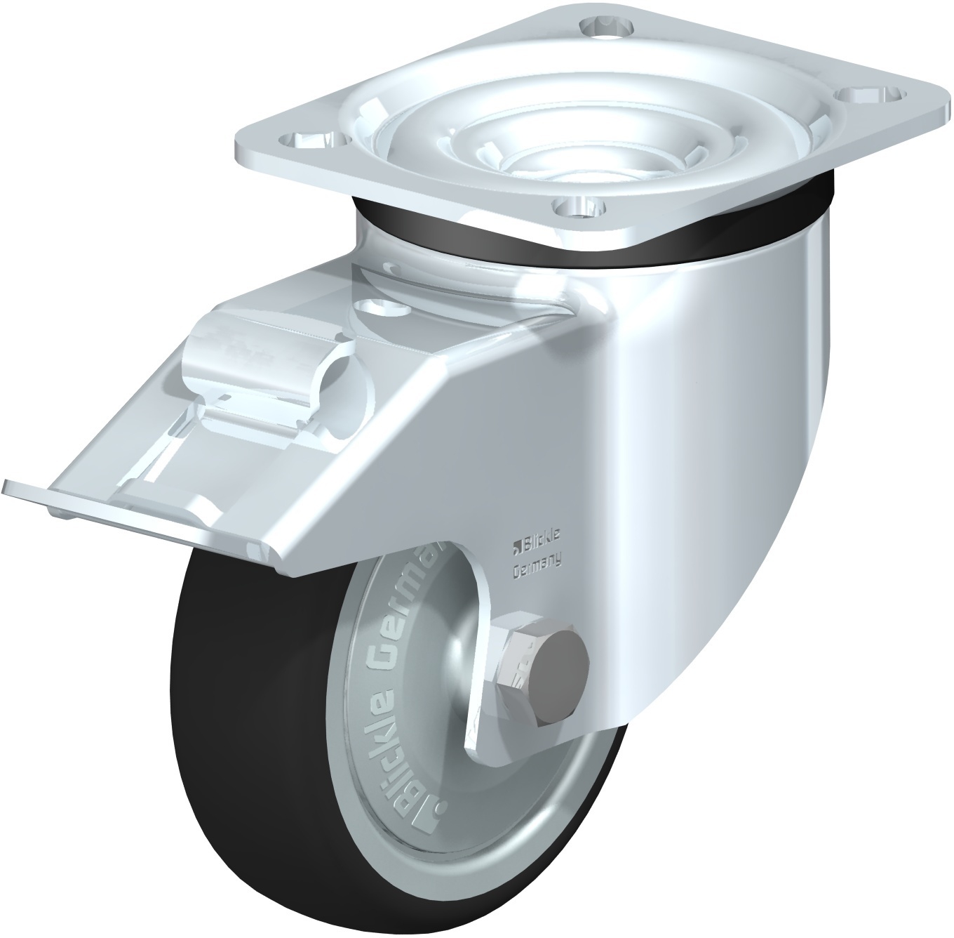  Roulette pivotante LK-PATH à platine Roulement à billes avec frein Stop-fix 